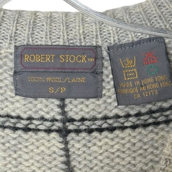 Vintage Wool Striped Sweater Vest Size Small Grey Blue Purple 80s Deadstock NWT - Picture 4 of 5